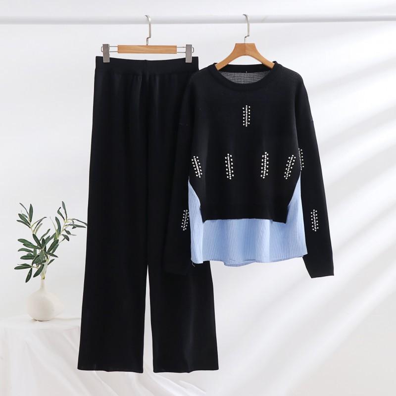 Qiudong Color-matching Beaded Knitted Loose All-matching Long Women s Sweater High-waist Trousers Two-piece Set one size чорний
Qiudong Color-matching Beaded Knitted Loose All-matching Long Women s Sweater High-waist Trousers Two-piece Set one size чорний