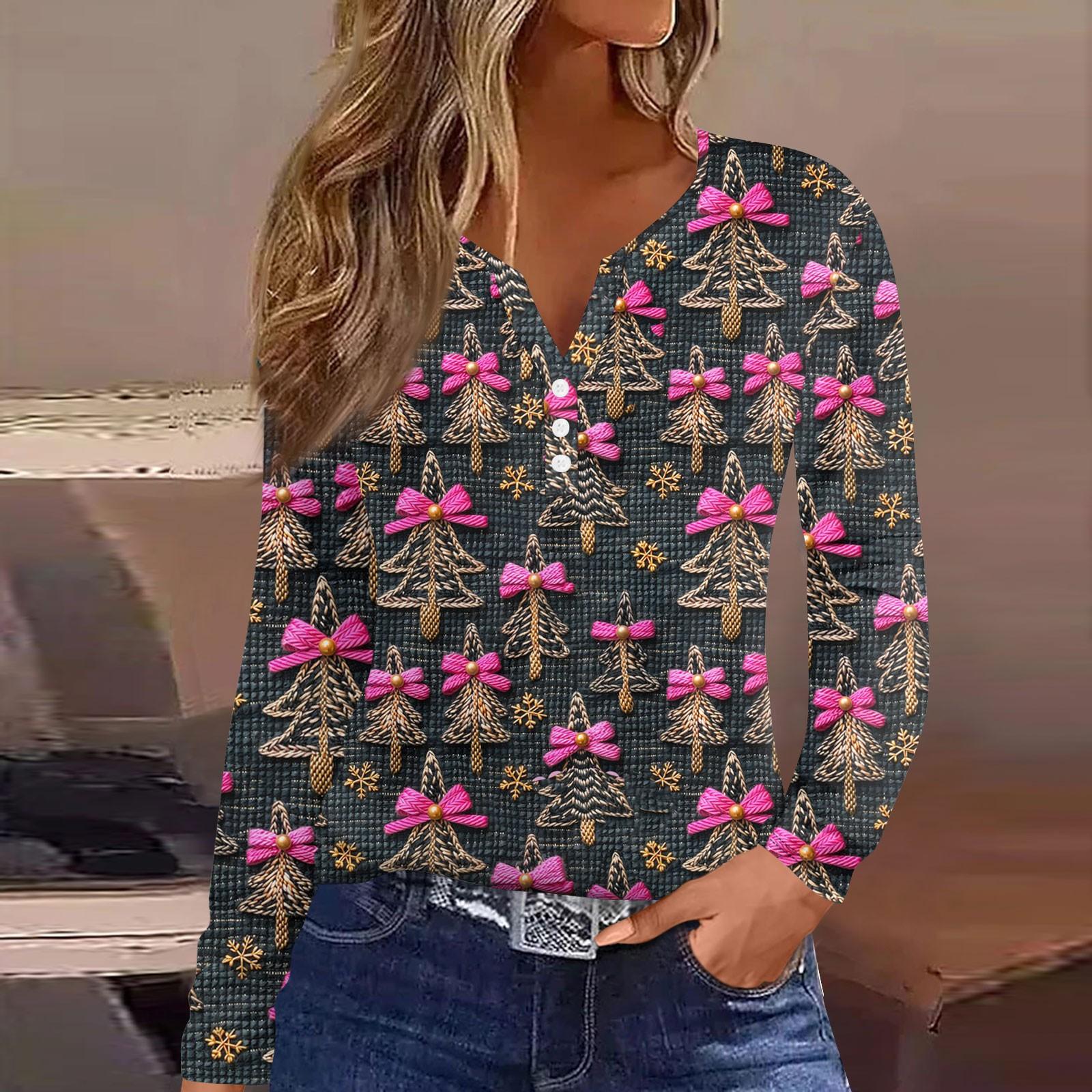 Женская модная повседневная футболка с длинным рукавом и V-образным вырезом на рождественском принте на пуговицах XXXL
Женская модная повседневная футболка с длинным рукавом и V-образным вырезом на рождественском принте на пуговицах XXXL