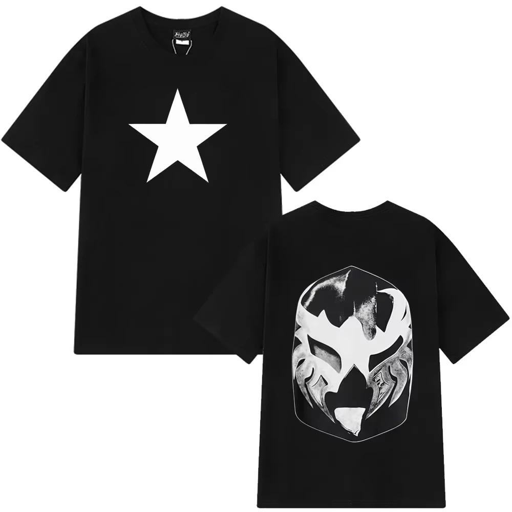 Oversized Black Cotton Casual Streetwear T-Shirt with White Star Print on Front and Lucha Libre Mask Graphic 4XL
Oversized Black Cotton Casual Streetwear T-Shirt with White Star Print on Front and Lucha Libre Mask Graphic 4XL