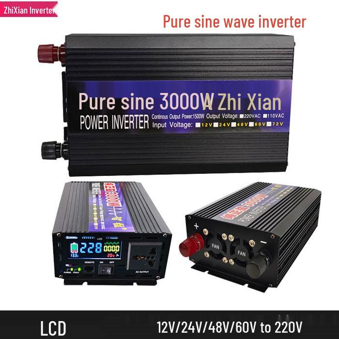ZhiXian Pure Sine Wave Inverter, 3000W/4000W, LCD Display, 12V/24V/48V to 220V 12V 3000W LCD
ZhiXian Pure Sine Wave Inverter, 3000W/4000W, LCD Display, 12V/24V/48V to 220V 12V 3000W LCD