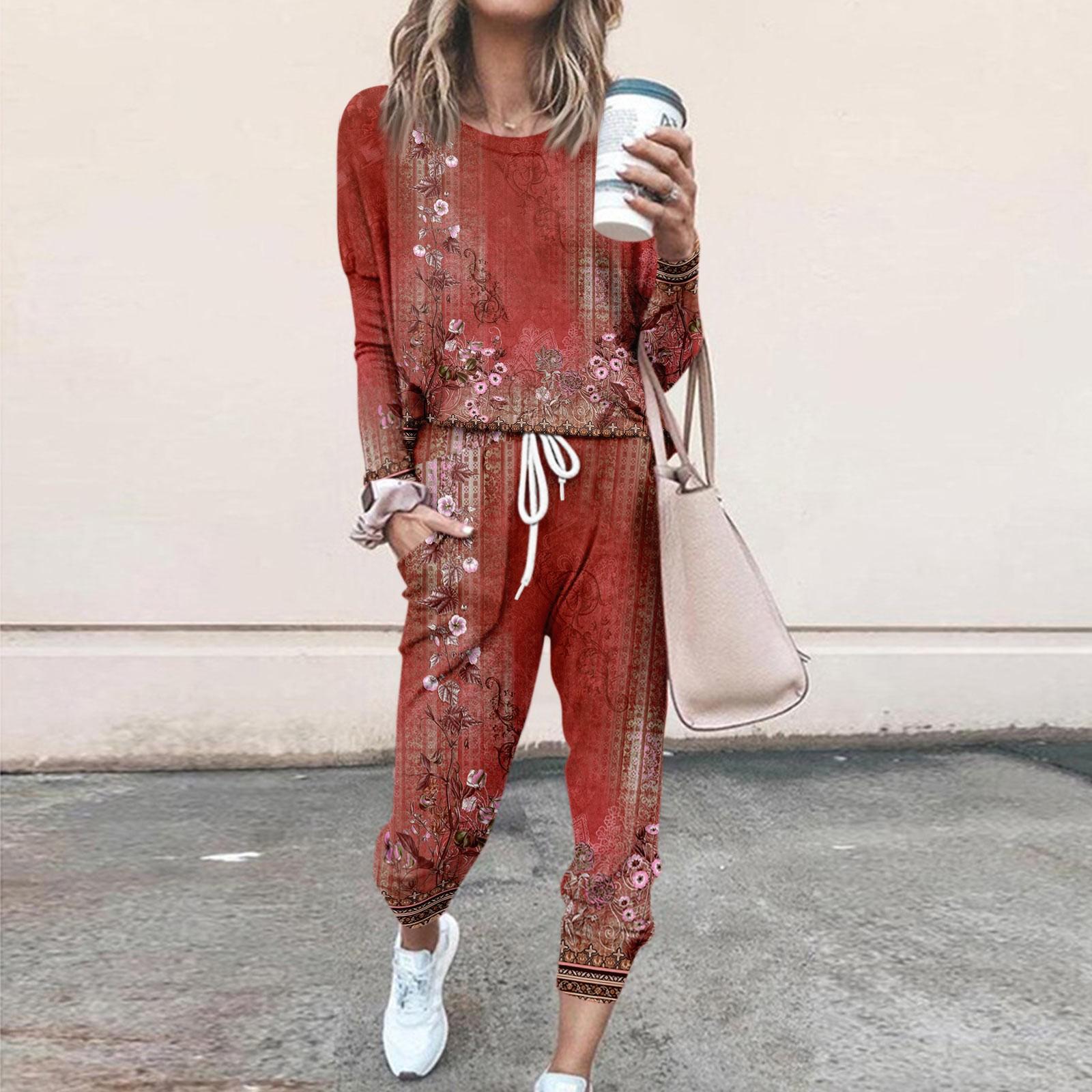 Наборы для женщин, комплекты из 2 предметов с круглым вырезом и принтом, рубашки с длинными рукавами, спортивные штаны на шнурке, карманные комплекты L винный
Наборы для женщин, комплекты из 2 предметов с круглым вырезом и принтом, рубашки с длинными рукавами, спортивные штаны на шнурке, карманные комплекты L винный