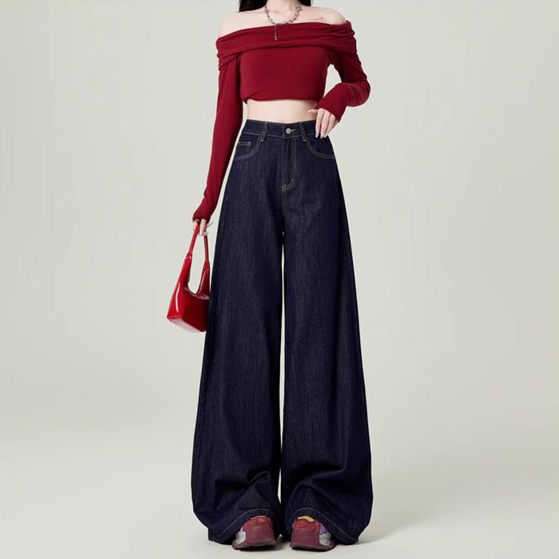 Tall High-Waisted Dark Blue Wide-Leg Jeans for Women - Autumn/Winter Slimming Loose Straight-Leg Floor-Length Pants
Tall High-Waisted Dark Blue Wide-Leg Jeans for Women - Autumn/Winter Slimming Loose Straight-Leg Floor-Length Pants