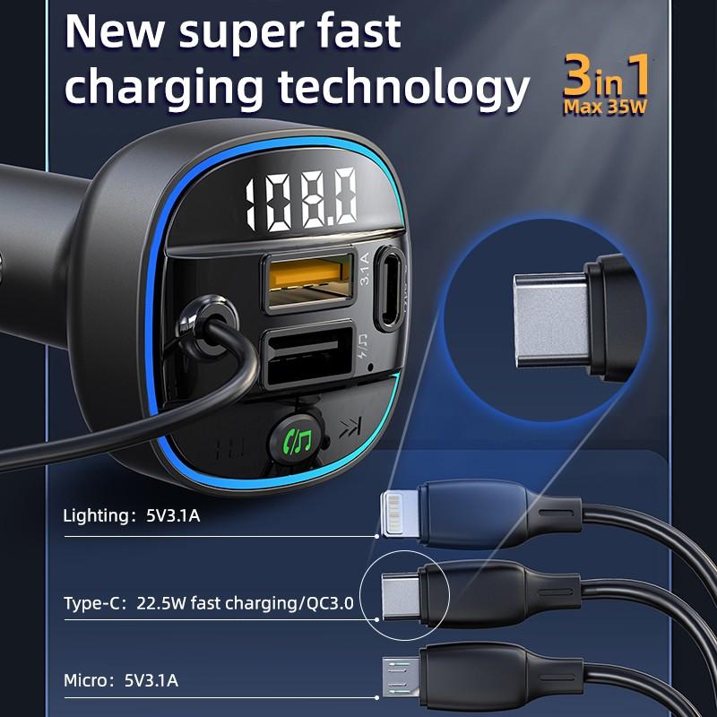 Автомобильный Bluetooth Mp3-плеер FM-передатчик Многофункциональное автомобильное зарядное устройство One Drag Three Супер быстрая зарядка
Автомобильный Bluetooth Mp3-плеер FM-передатчик Многофункциональное автомобильное зарядное устройство One Drag Three Супер быстрая зарядка
