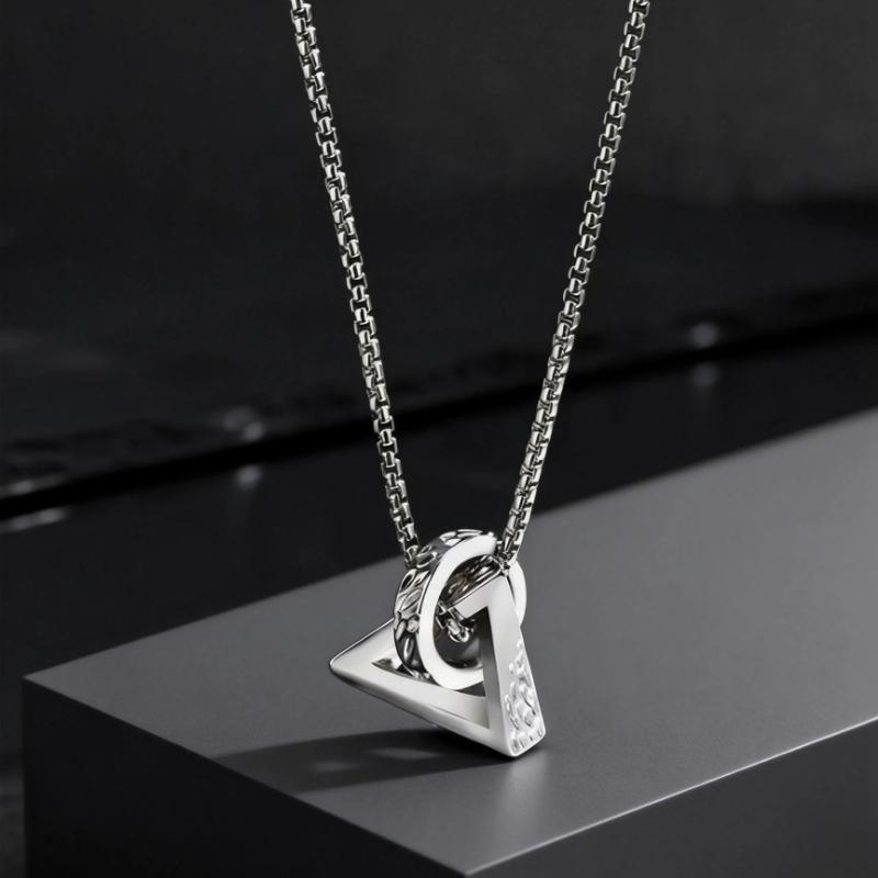 Stylish Silver Color Geometric Interlock Triangle Round Pendant Necklace for Men Fashion Hip Hop Style Jewelry Couple Gifts 60CM
Stylish Silver Color Geometric Interlock Triangle Round Pendant Necklace for Men Fashion Hip Hop Style Jewelry Couple Gifts 60CM