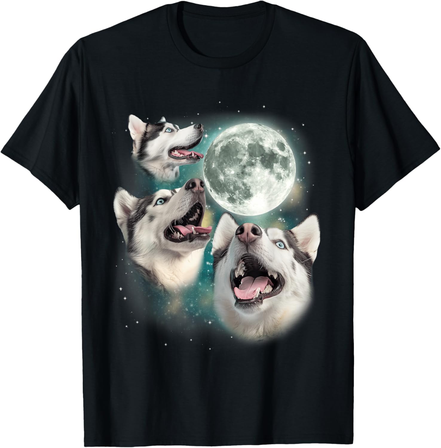 Three Huskies Howling At Moon Space Galaxy Print Graphic T-Shirt Casual Cotton Crew Neck Tee 4XL
Three Huskies Howling At Moon Space Galaxy Print Graphic T-Shirt Casual Cotton Crew Neck Tee 4XL