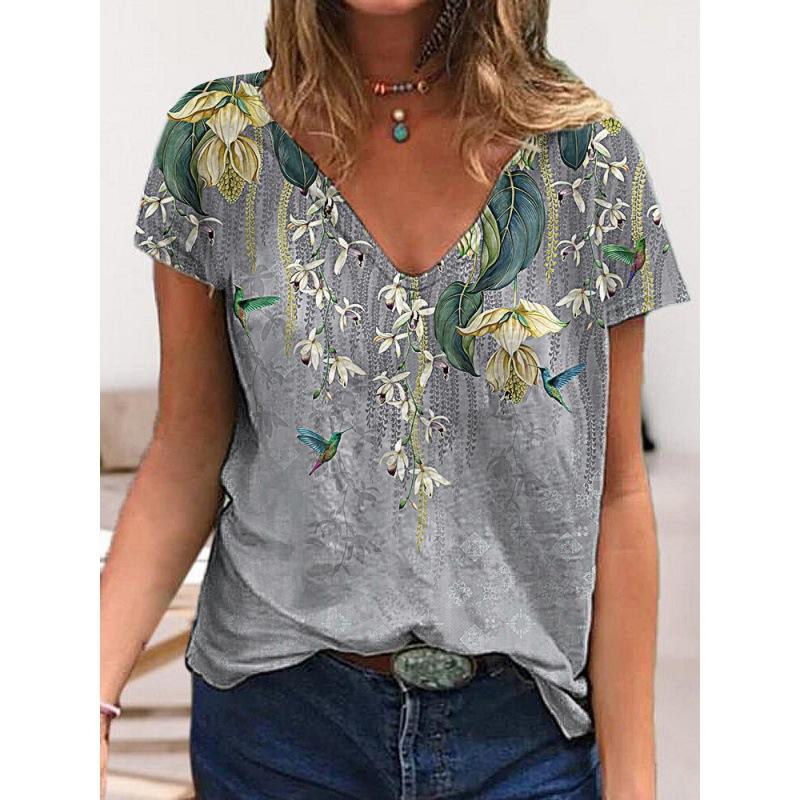 Летний топ с V-образным вырезом и 3D-цветочным принтом, модные повседневные женские футболки с короткими рукавами XS
Летний топ с V-образным вырезом и 3D-цветочным принтом, модные повседневные женские футболки с короткими рукавами XS
