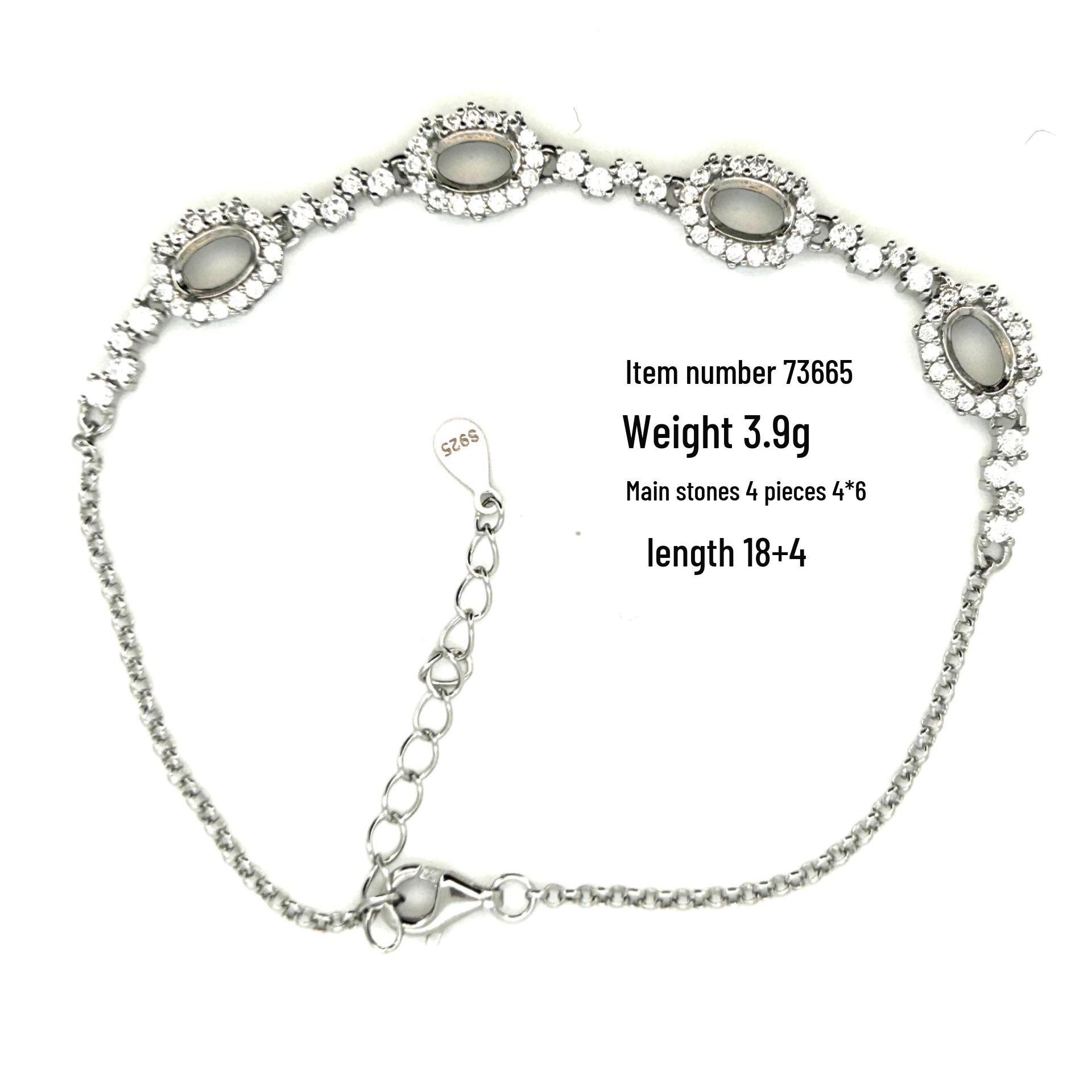 S925 Sterling Silver Micro-Pave Multi-Color Gemstone Bracelet, Electroplated White Gold, DIY 4x6 Inlay Chain Setting.
S925 Sterling Silver Micro-Pave Multi-Color Gemstone Bracelet, Electroplated White Gold, DIY 4x6 Inlay Chain Setting.