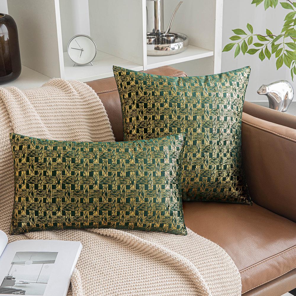 Современная простая бархатная наволочка Золотистая решетка Гостиная Диван Подушка Чехол Осенне-зимний стиль Прикроватная подушка 30 * 50Cm without core