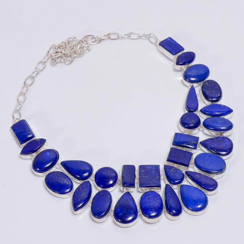 Beautiful Top Grade Qualite 100% Natural Lapis Lazuli Ethnic Style Handmade Jewelry 925 Steling Silver Plated Necklace 21 WSJ-4795 срібний 
Beautiful Top Grade Qualite 100% Natural Lapis Lazuli Ethnic Style Handmade Jewelry 925 Steling Silver Plated Necklace 21 WSJ-4795 срібний