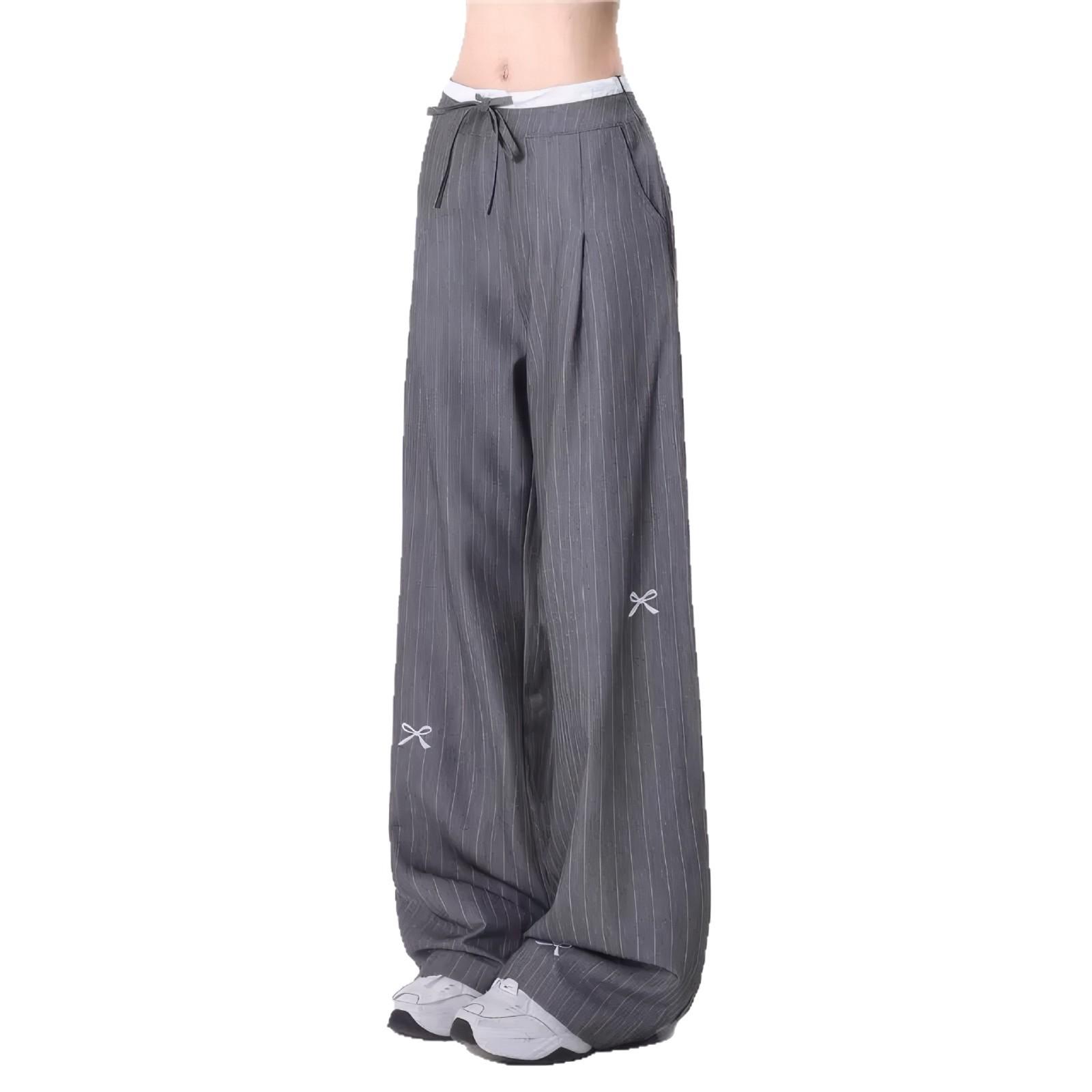Новые полосатые брюки с бантом для женщин, повседневные брюки с широкими штанинами и высокой талией, прямого кроя, высокого класса, летние костюмные брюки S серый
Новые полосатые брюки с бантом для женщин, повседневные брюки с широкими штанинами и высокой талией, прямого кроя, высокого класса, летние костюмные брюки S серый