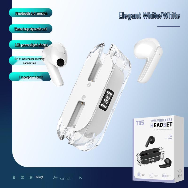All-Transparent TWS Bluetooth Earbuds: Stereo Sports In-Ear with Digital Display & Charging Case.
All-Transparent TWS Bluetooth Earbuds: Stereo Sports In-Ear with Digital Display & Charging Case.