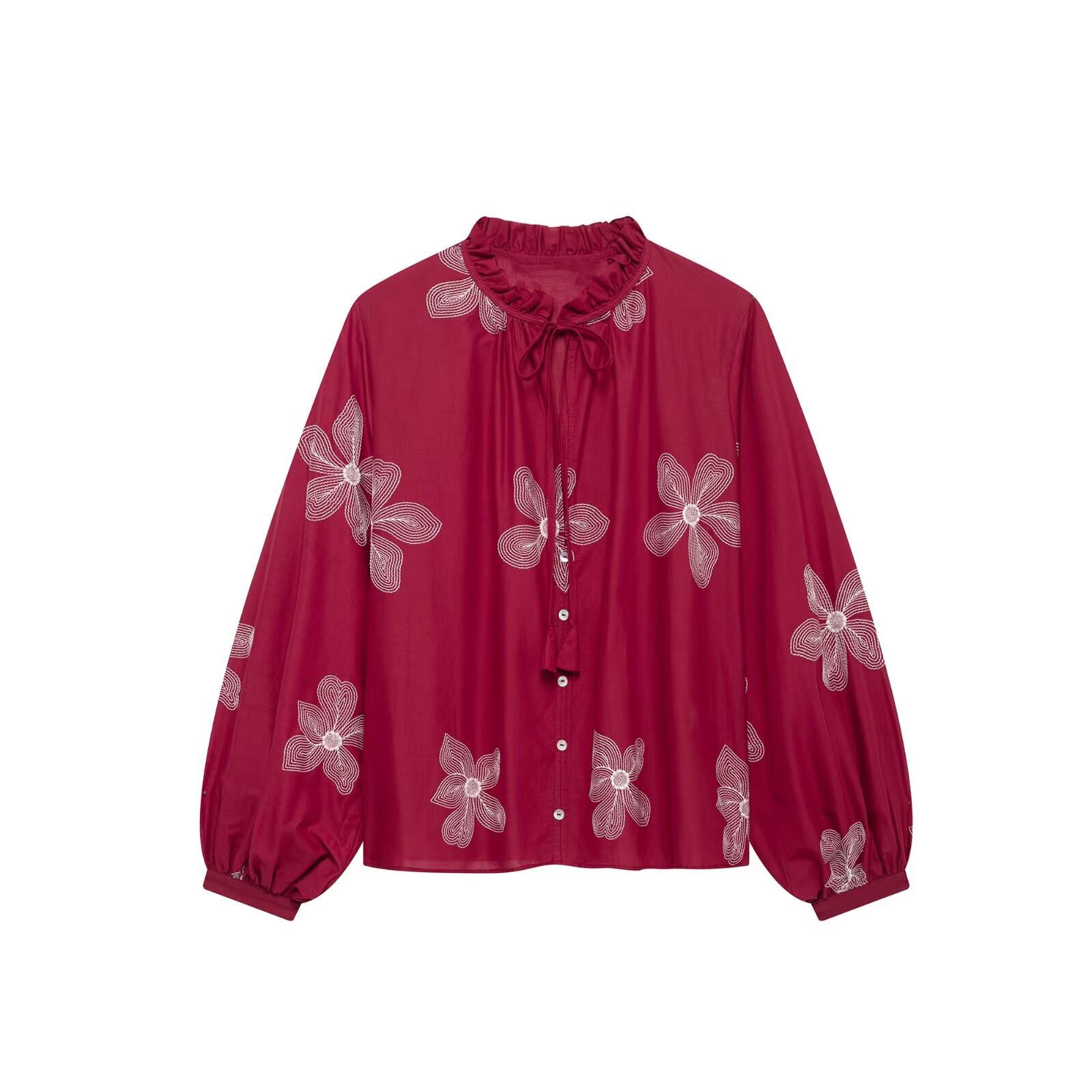 2025 Spring Women s Embroidered Ruffle Tie-Neck Long Sleeve Shirt Medium кирпич красный
2025 Spring Women s Embroidered Ruffle Tie-Neck Long Sleeve Shirt Medium кирпич красный