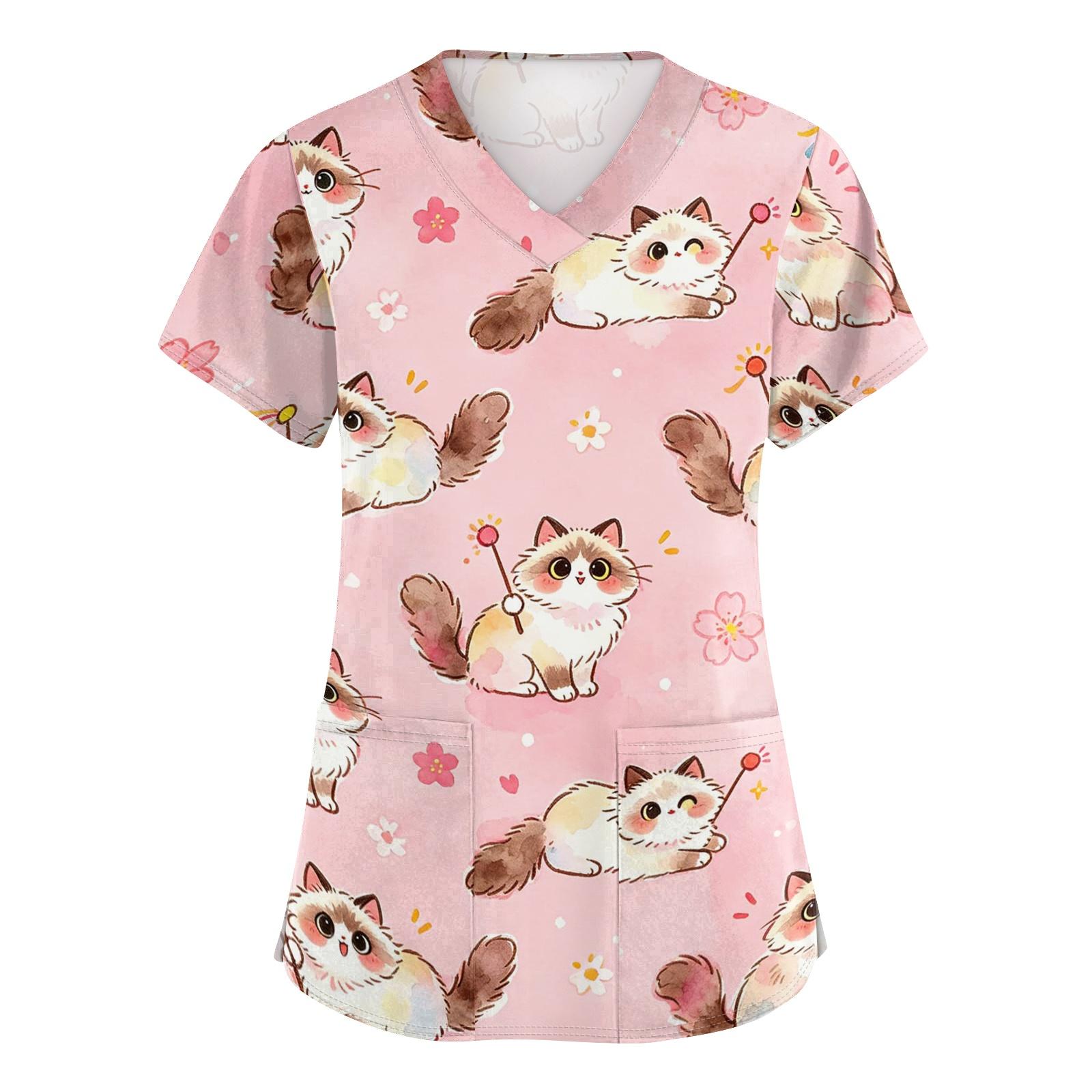 Women V Neck Short Sleeve Work Shirt with Pockets Animal Print Scrub Top for Healthcare Professionals Nursing Uniform L розовый
Women V Neck Short Sleeve Work Shirt with Pockets Animal Print Scrub Top for Healthcare Professionals Nursing Uniform L розовый