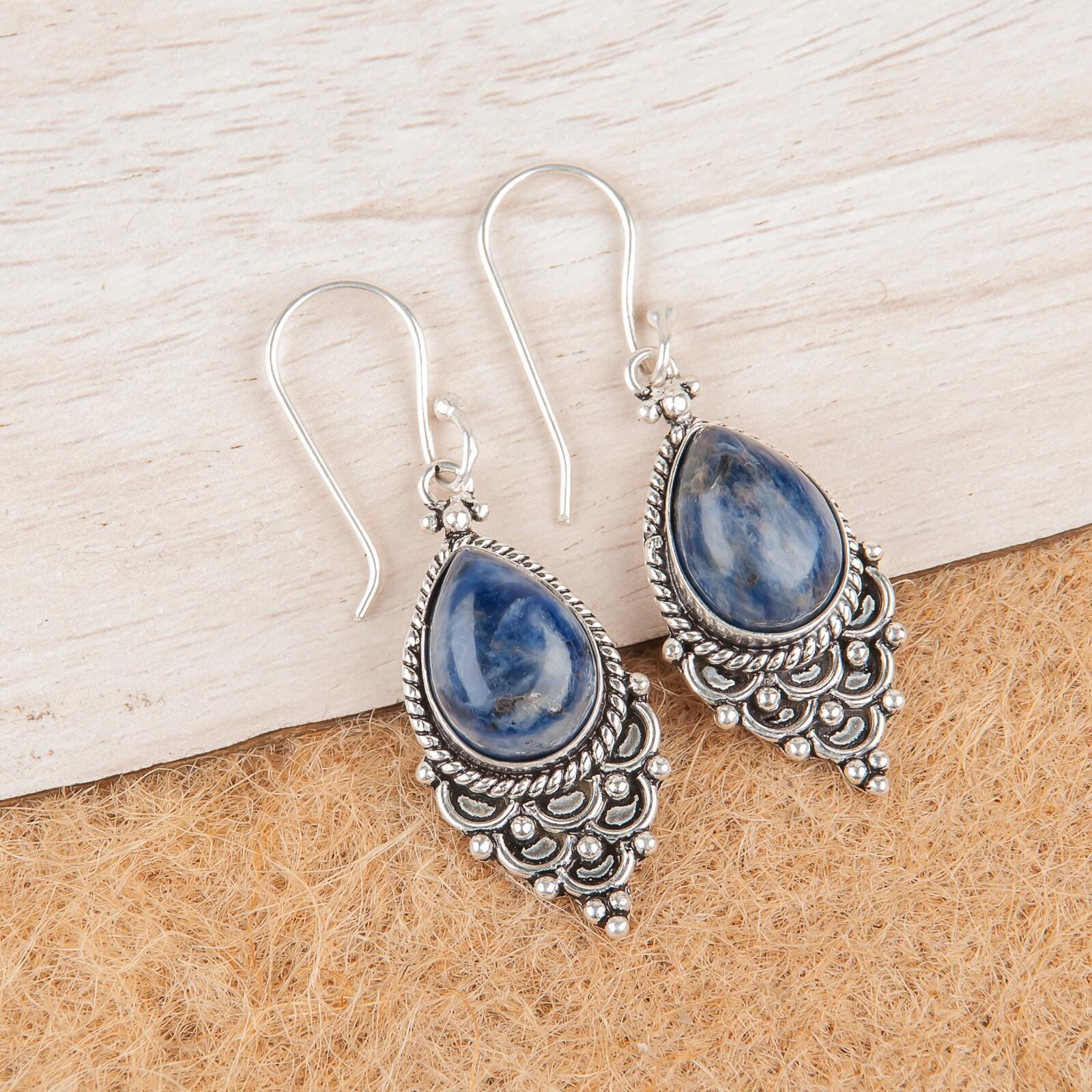 Natural Sodalite Gemstone 925 Sterling Silver Jewelry Handmade Women Earrings EE-85-29
Natural Sodalite Gemstone 925 Sterling Silver Jewelry Handmade Women Earrings EE-85-29