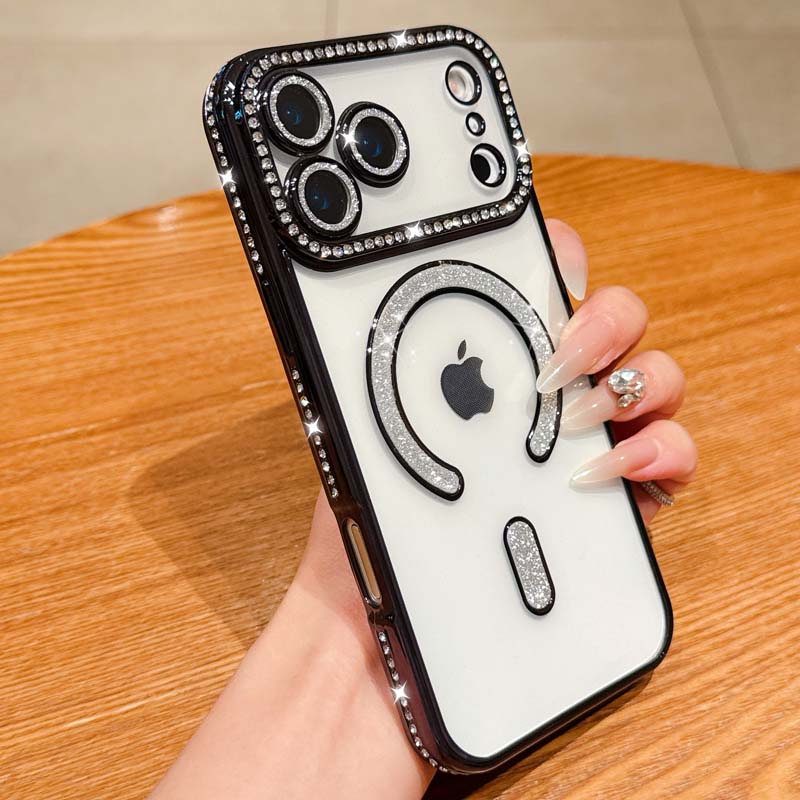 for IPhone 17 Air 16 15 14 13 12 Pro Max Soft Magnetic Transparent Back Cover Glitter Diamond Plating Clear for Magsafe Case For iPhone 17 чёрный
for IPhone 17 Air 16 15 14 13 12 Pro Max Soft Magnetic Transparent Back Cover Glitter Diamond Plating Clear for Magsafe Case For iPhone 17 чёрный