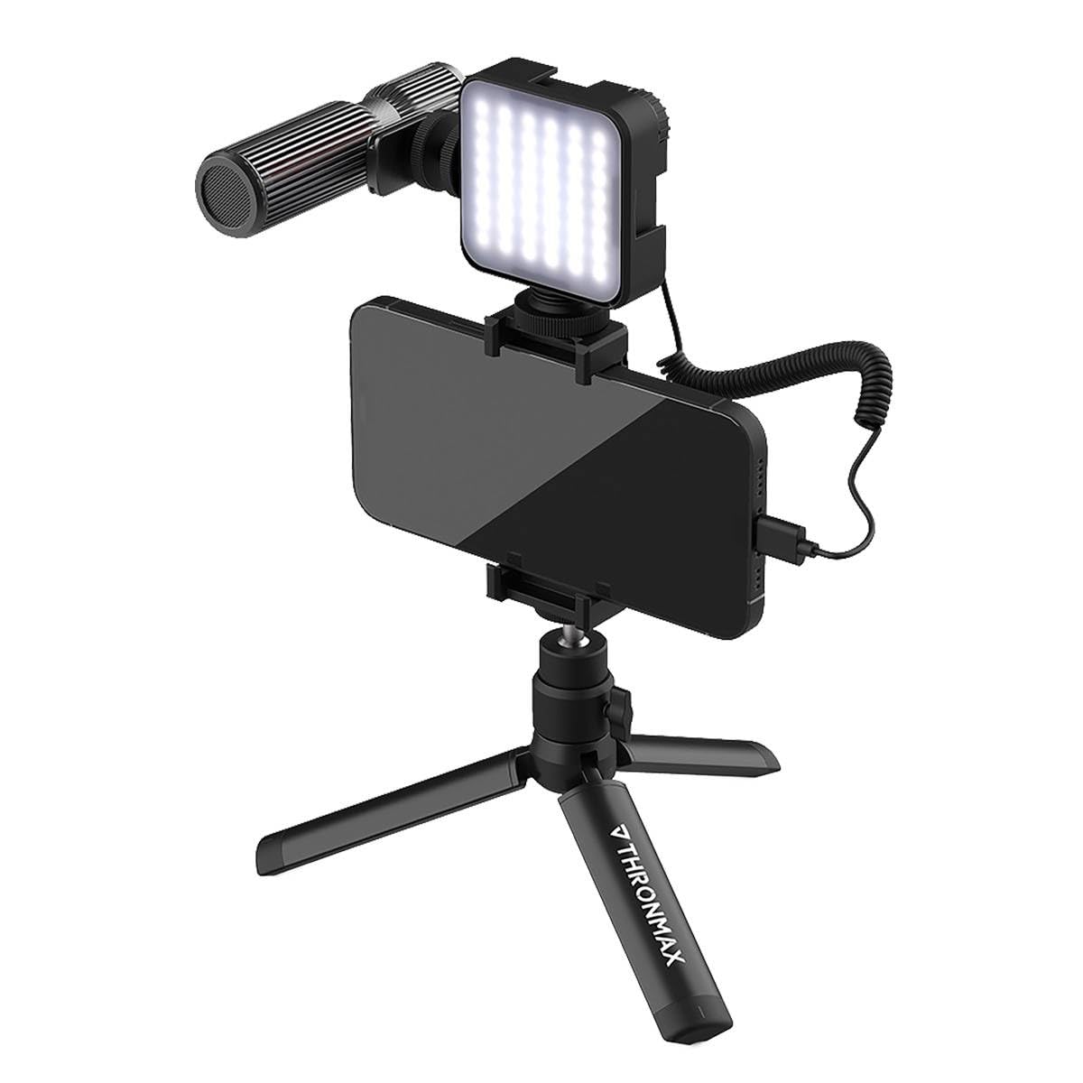 Camera Microphone for Digital SLR Cameras LED Smartphone and Thronmax C1P Streammic Pro Vlogger Kit (Includes Light, Tripod, Holder, Cable, Adapter)
Camera Microphone for Digital SLR Cameras LED Smartphone and Thronmax C1P Streammic Pro Vlogger Kit (Includes Light, Tripod, Holder, Cable, Adapter)