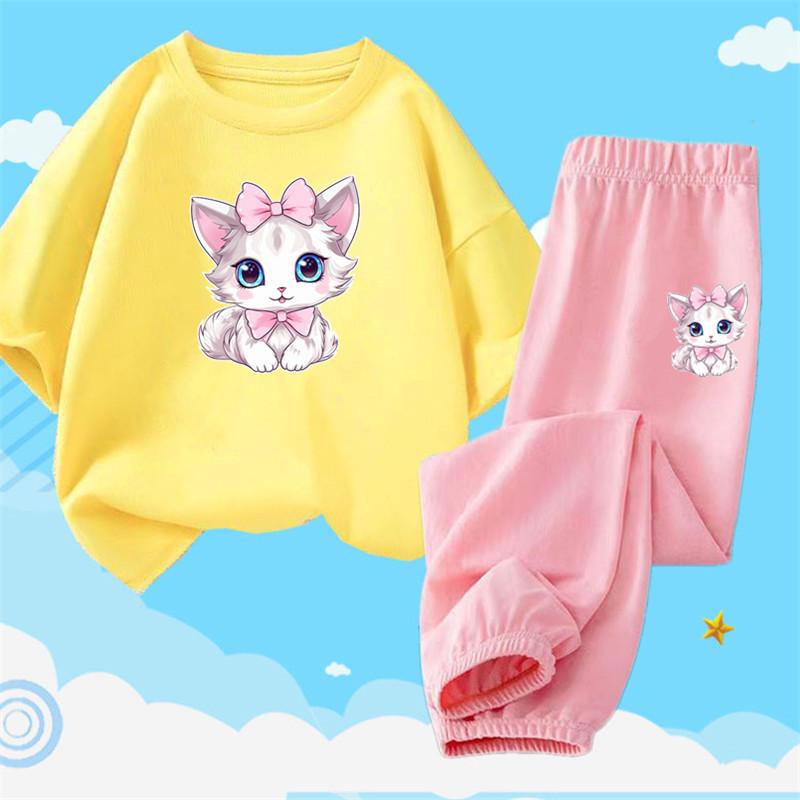 2pcs Girls Clothes Cute Cat Short-sleeved Children T-shirts + Pants Suit Cotton Kids Clothing Sets Summer Kids Outfit
2pcs Girls Clothes Cute Cat Short-sleeved Children T-shirts + Pants Suit Cotton Kids Clothing Sets Summer Kids Outfit