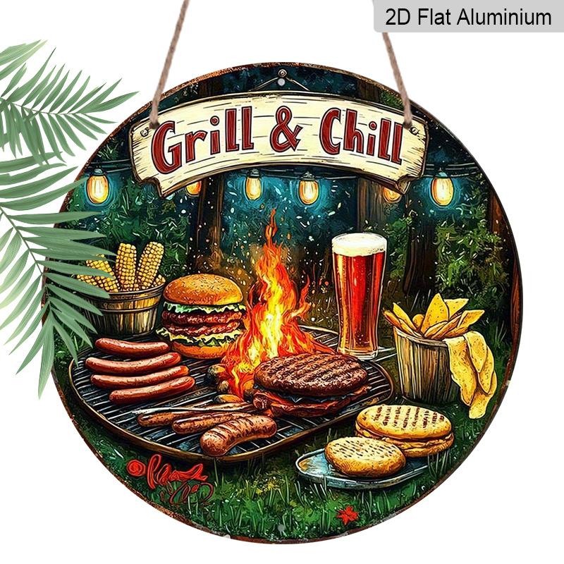 2D Flat, 1pc Vintage Grill & Chill BBQ Metal Aluminum Wall Sign - Round Art for Indoor/Outdoor Decor, Perfect for Rustic Home, Cafe, Bar, Garage 7.87×7.87inch
2D Flat, 1pc Vintage Grill & Chill BBQ Metal Aluminum Wall Sign - Round Art for Indoor/Outdoor Decor, Perfect for Rustic Home, Cafe, Bar, Garage 7.87×7.87inch