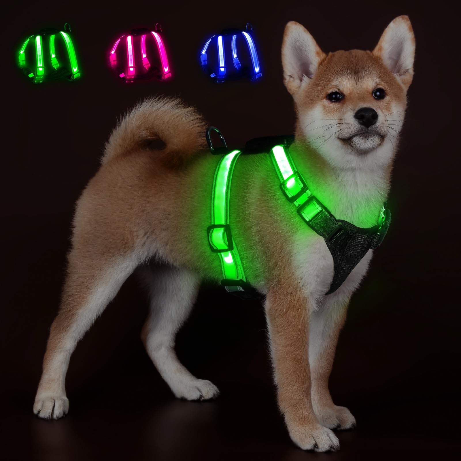 KOSKILL Illuminated Dog Harness for Small and Rechargeable LED Pet Harness with RGB Changing Reflective and Adjustable for Nighttime Traffic and чорний
KOSKILL Illuminated Dog Harness for Small and Rechargeable LED Pet Harness with RGB Changing Reflective and Adjustable for Nighttime Traffic and чорний