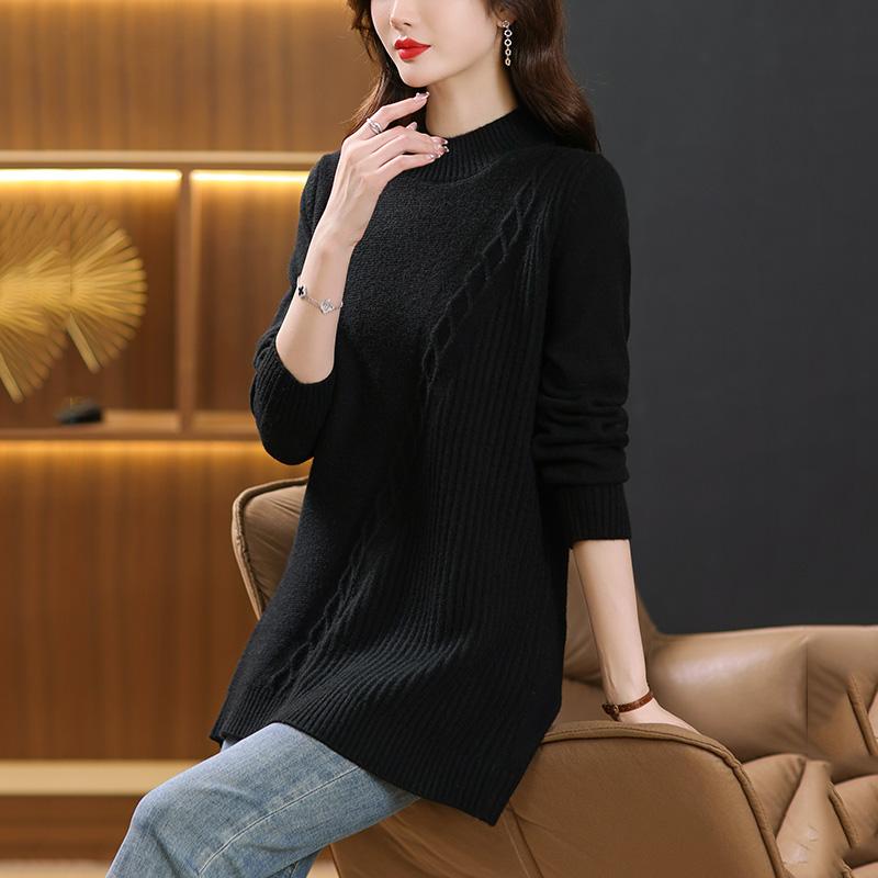 Women s Autumn Solid Color Loose Mid-Length Sweater Half High Neck Solid Knitted Bottom Sweater 3XL
Women s Autumn Solid Color Loose Mid-Length Sweater Half High Neck Solid Knitted Bottom Sweater 3XL