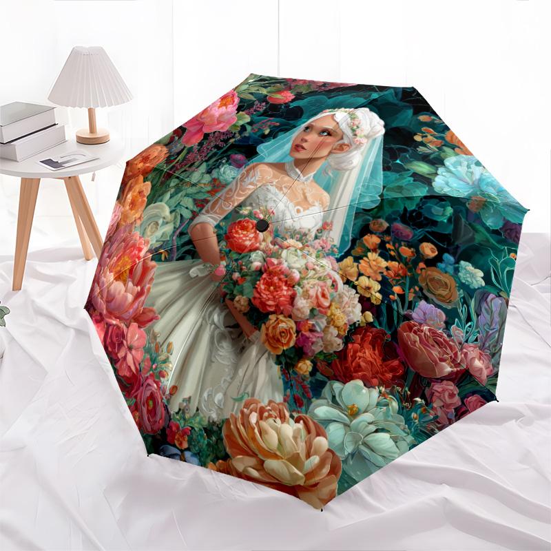 Flower Beauty pattern, automatic folding umbrella, portable and foldable design, 8 ribs, a Christmas or birthday gift.
Flower Beauty pattern, automatic folding umbrella, portable and foldable design, 8 ribs, a Christmas or birthday gift.