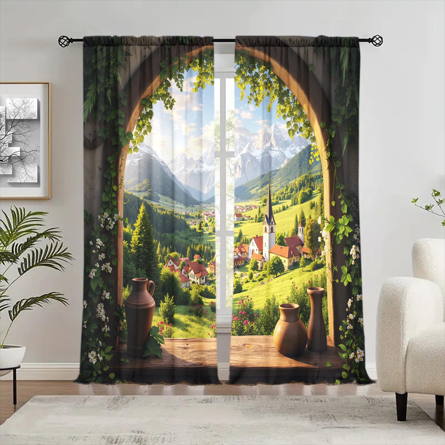Piece Beautiful Scenery Decoration Curtains Suitable Gifting Family Friends Semi Decorative Room Darkening Made Of Polyester W100*H70(CM)-Rod Pocket&1PCS
Piece Beautiful Scenery Decoration Curtains Suitable Gifting Family Friends Semi Decorative Room Darkening Made Of Polyester W100*H70(CM)-Rod Pocket&1PCS