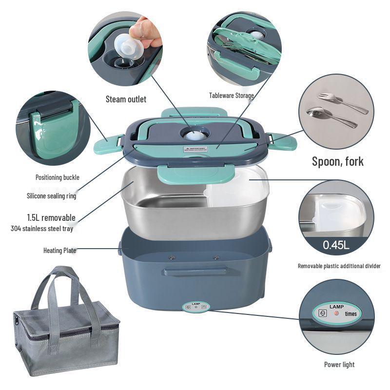 Dual-Use 1.5L Microwave Electric Lunch Box for Car/Home, 12V/24V with Water Injection Constant Temperature Heating. Single Compartment (EU Plug) темно-зеленого
Dual-Use 1.5L Microwave Electric Lunch Box for Car/Home, 12V/24V with Water Injection Constant Temperature Heating. Single Compartment (EU Plug) темно-зеленого