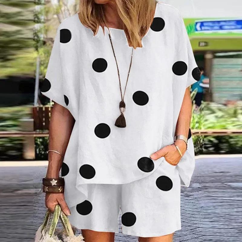 Spring Oversize Women Suit Short Polka Dot O-neck Top Short Pants Loose Suits Female Casual Trendy Elegant Ladies Clothes S белый
Spring Oversize Women Suit Short Polka Dot O-neck Top Short Pants Loose Suits Female Casual Trendy Elegant Ladies Clothes S белый