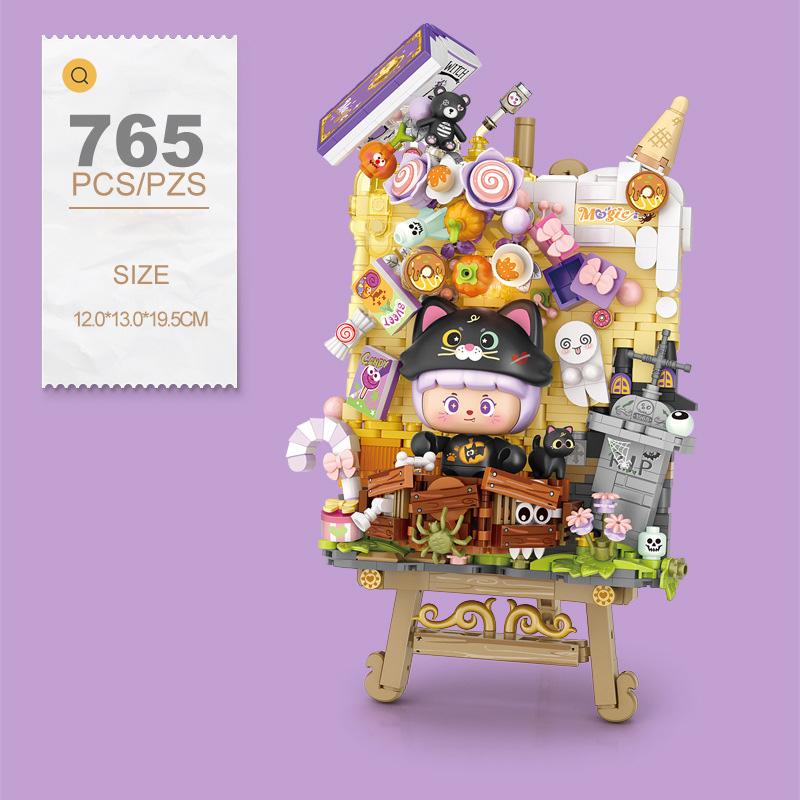 Construction Idea Art Magic Cat Pumpkin 3D Easel Painting Micro Diamond Brick Toys With Light Construction Block For Halloween Gifts
Construction Idea Art Magic Cat Pumpkin 3D Easel Painting Micro Diamond Brick Toys With Light Construction Block For Halloween Gifts