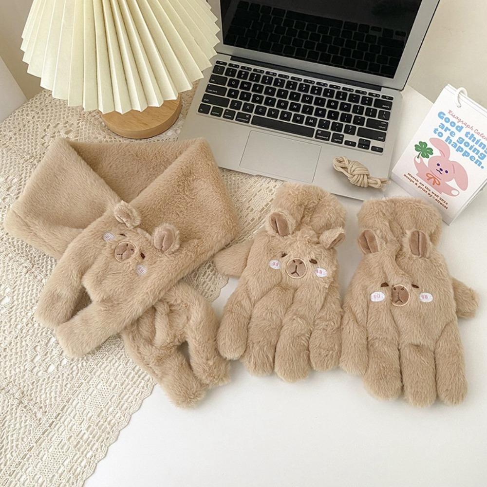 Fur Plush Capibara Flip Gloves Warm Winter Kapibara Mitten Soft Capybara Scarf Gloves Set Outdooor Khaki Finger Gloves&Scarf
Fur Plush Capibara Flip Gloves Warm Winter Kapibara Mitten Soft Capybara Scarf Gloves Set Outdooor Khaki Finger Gloves&Scarf
