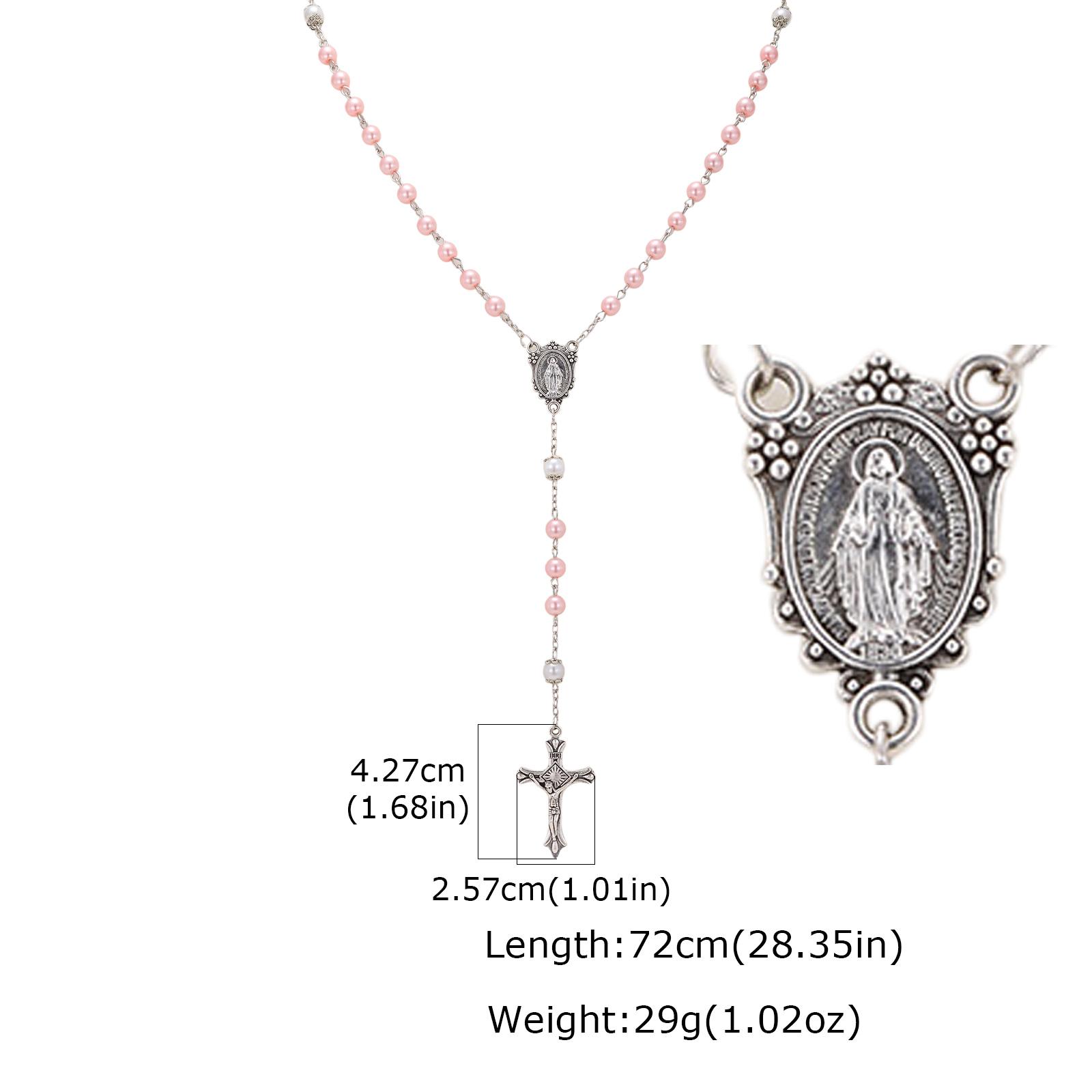 Retro Pink Beads Rosary Virgin Mary Necklace for Women Jesus Cross Tail Chain Y-shaped Necklace Fashion Pray Jewelry Gift
Retro Pink Beads Rosary Virgin Mary Necklace for Women Jesus Cross Tail Chain Y-shaped Necklace Fashion Pray Jewelry Gift