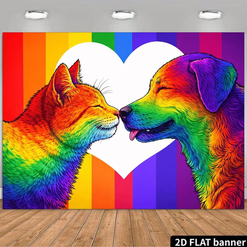 2D Love is Love Backdrop, Rainbow Cat Dog Pride Themed Party Background 47.2x31.5inch/120*80cm
2D Love is Love Backdrop, Rainbow Cat Dog Pride Themed Party Background 47.2x31.5inch/120*80cm