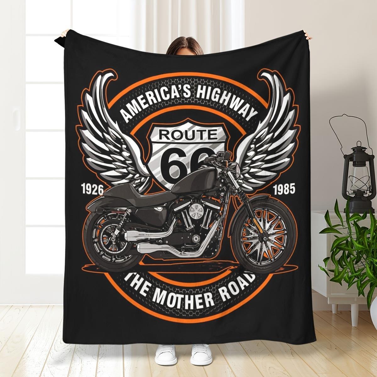 Retro 66 Highway Motorcycle Pattern Blanket Soft Low-allergen Flannel Suitable for sofas, beds travel and offices all year round 75x90cm
Retro 66 Highway Motorcycle Pattern Blanket Soft Low-allergen Flannel Suitable for sofas, beds travel and offices all year round 75x90cm