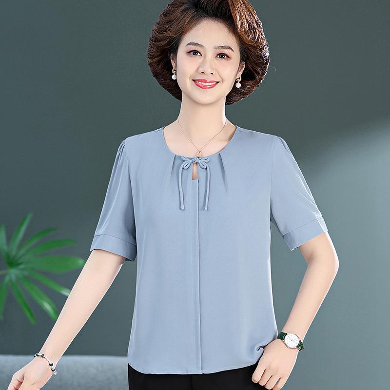 2026 Silk Shirt for Mothers: Solid Color, Belly-Covering, Short-Sleeved Top for Middle-aged and Older Women XL (100-110 jin) синий
2026 Silk Shirt for Mothers: Solid Color, Belly-Covering, Short-Sleeved Top for Middle-aged and Older Women XL (100-110 jin) синий