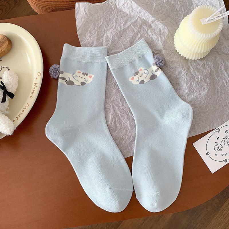 Женские весенне-осенние мультяшные милые интересные животные стереоскопические носки с помпоном в цилиндрической упаковке 1 pair