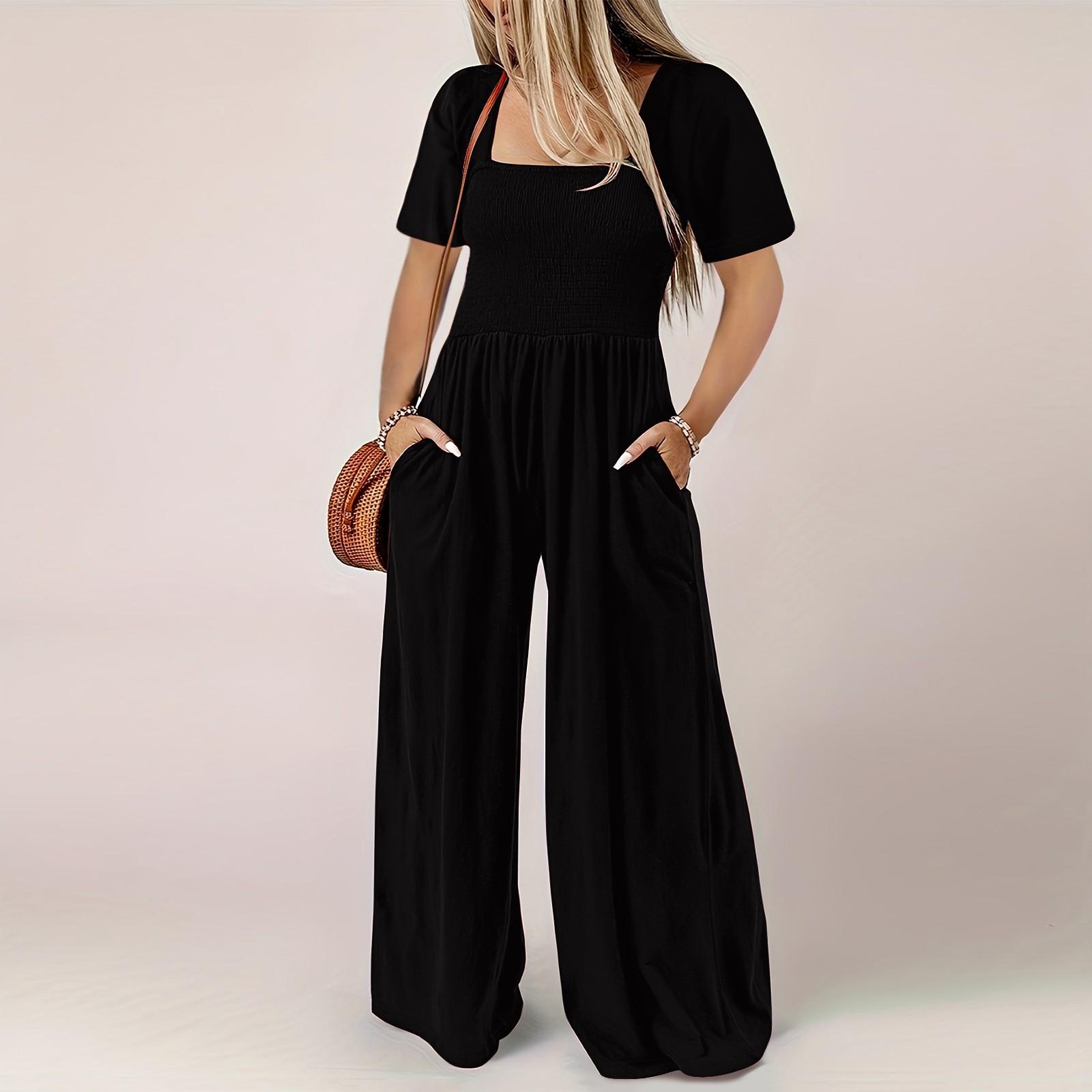 Жіночий вільний повсякденний зручний великого розміру комбінезон літньої моди з короткими рукавами XXL чорний
Жіночий вільний повсякденний зручний великого розміру комбінезон літньої моди з короткими рукавами XXL чорний