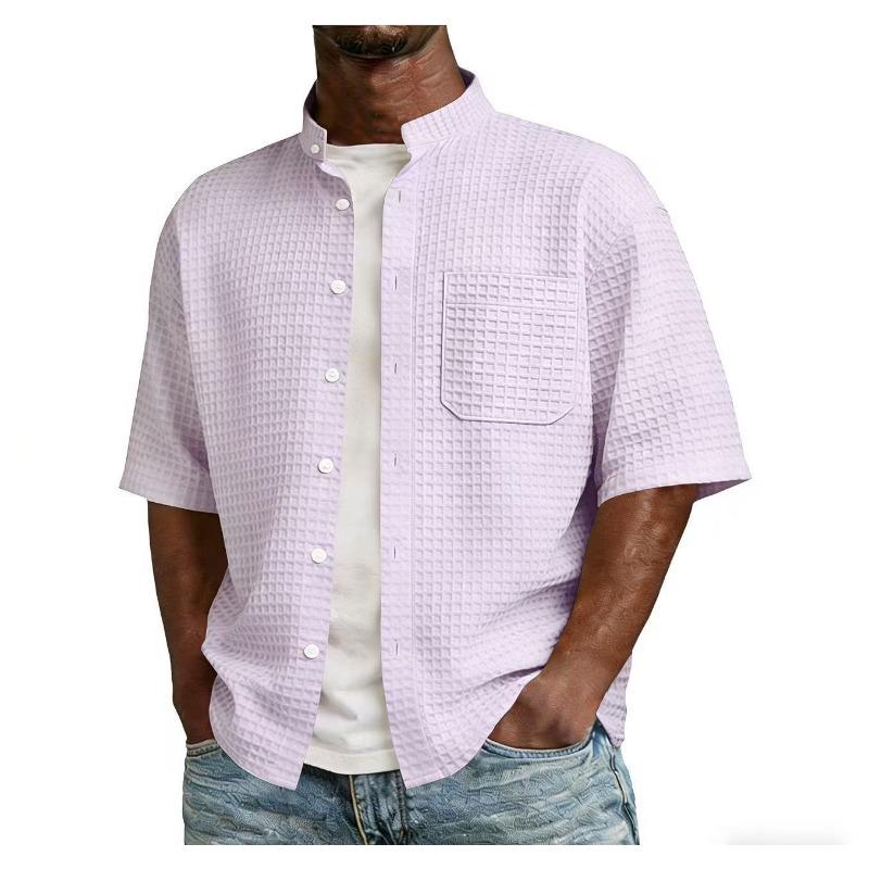 New Men s Summer Solid Color Cardigan Stand Collar Shirt Button Casual Sports Top S рожевий
New Men s Summer Solid Color Cardigan Stand Collar Shirt Button Casual Sports Top S рожевий