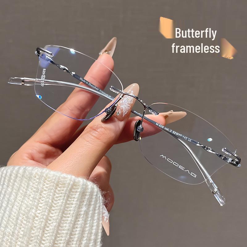 Women s Luxurious Ultralight Titanium Myopia Cat-Eye Rimless Glasses with Butterfly Design
Women s Luxurious Ultralight Titanium Myopia Cat-Eye Rimless Glasses with Butterfly Design