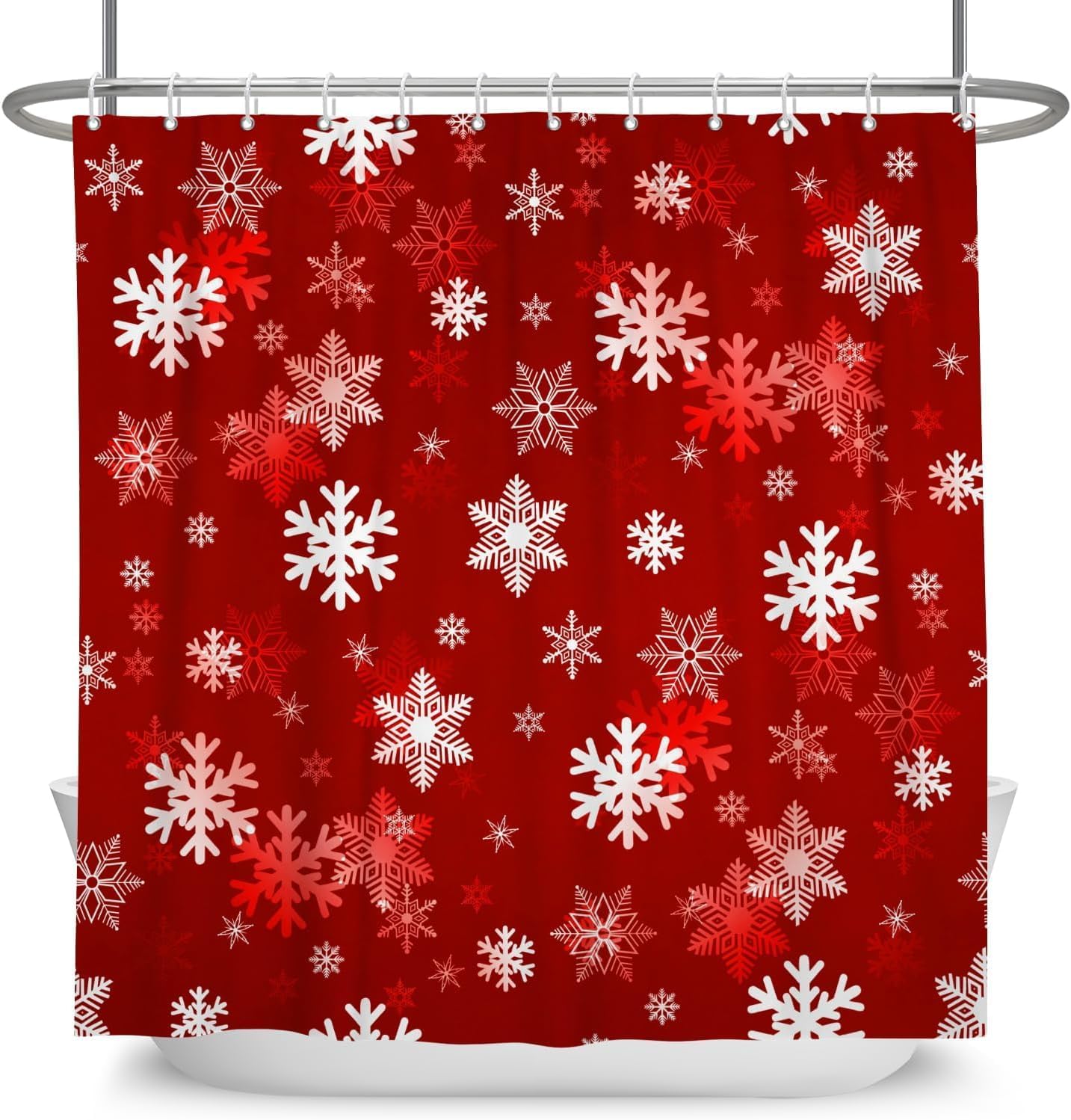 Red Snowflake Christmas Shower Curtain Set With Hooks, Winter Xmas Theme Waterproof Bathroom Decor For Holiday W60H190(CM)-1 Pcs
Red Snowflake Christmas Shower Curtain Set With Hooks, Winter Xmas Theme Waterproof Bathroom Decor For Holiday W60H190(CM)-1 Pcs