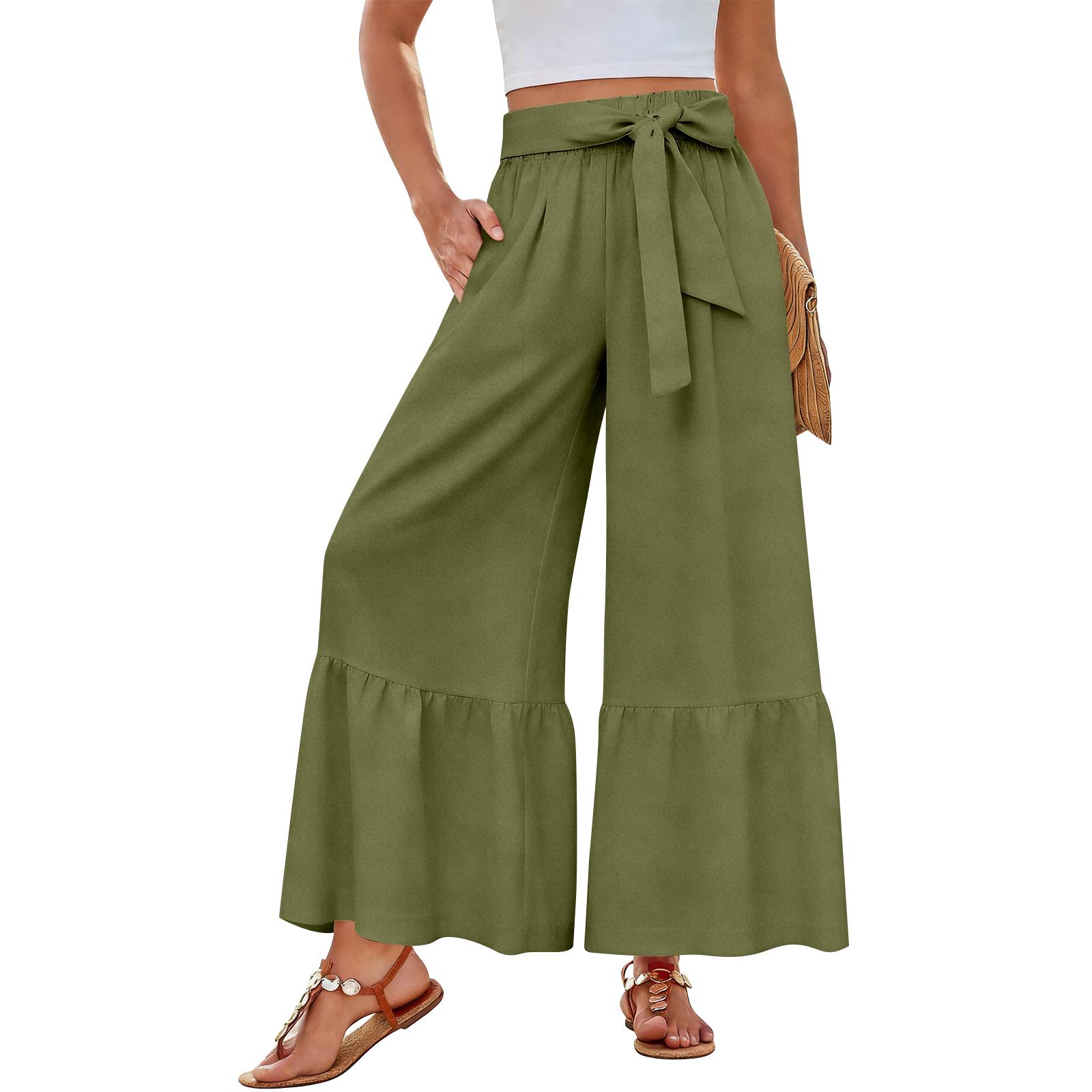 Women s Wide-Leg Casual Pants With Drawstring, Stretch, High Waist, Ruffled Hem, Wide Legs, Belted, And Pockets XL
Women s Wide-Leg Casual Pants With Drawstring, Stretch, High Waist, Ruffled Hem, Wide Legs, Belted, And Pockets XL
