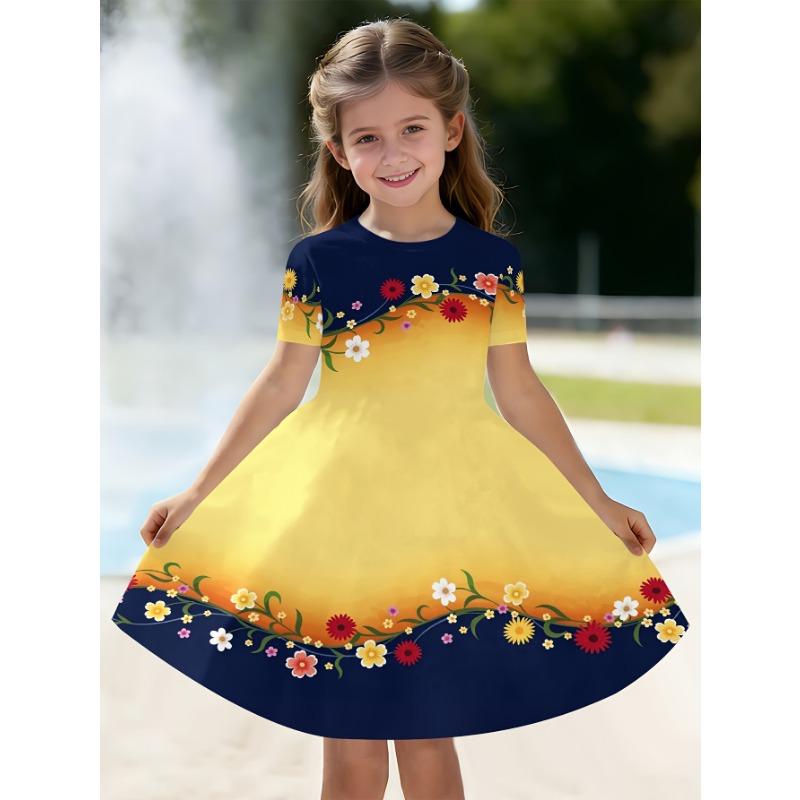 Flower Festival Party Cute Cat Floral Pattern Casual Short Sleeve Dress for Girls, 110
Flower Festival Party Cute Cat Floral Pattern Casual Short Sleeve Dress for Girls, 110