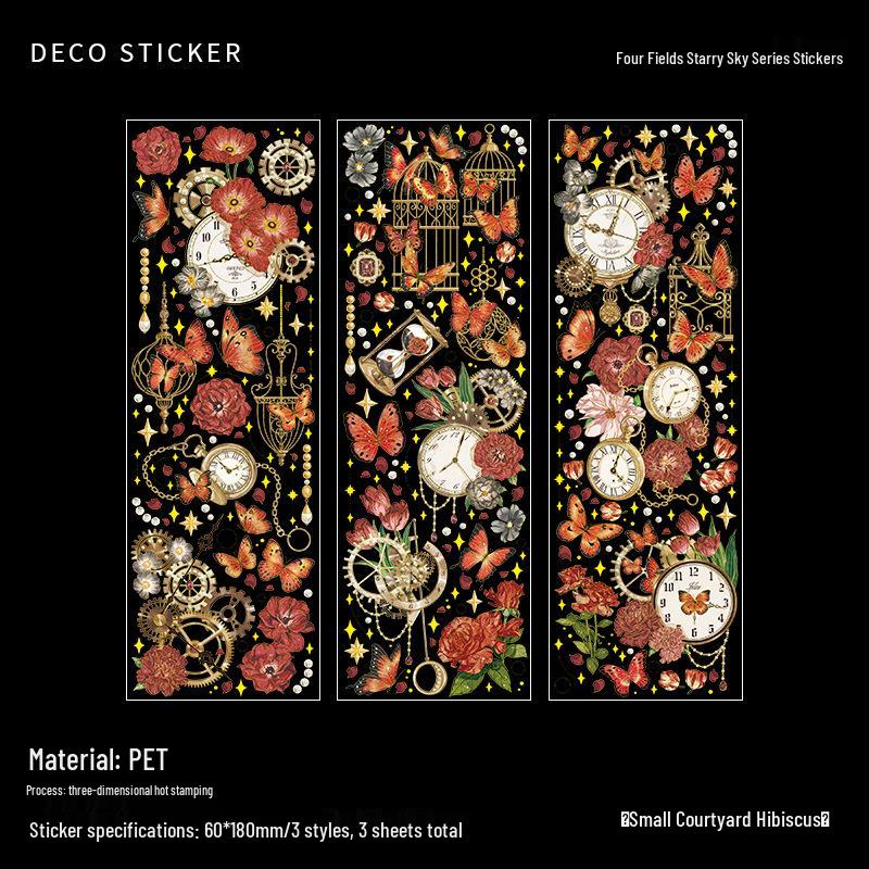 InFeel.Me PET Stickers: Wild Starry Seas Series with Hot Stamping Clock Chain Journal Decoration.
InFeel.Me PET Stickers: Wild Starry Seas Series with Hot Stamping Clock Chain Journal Decoration.