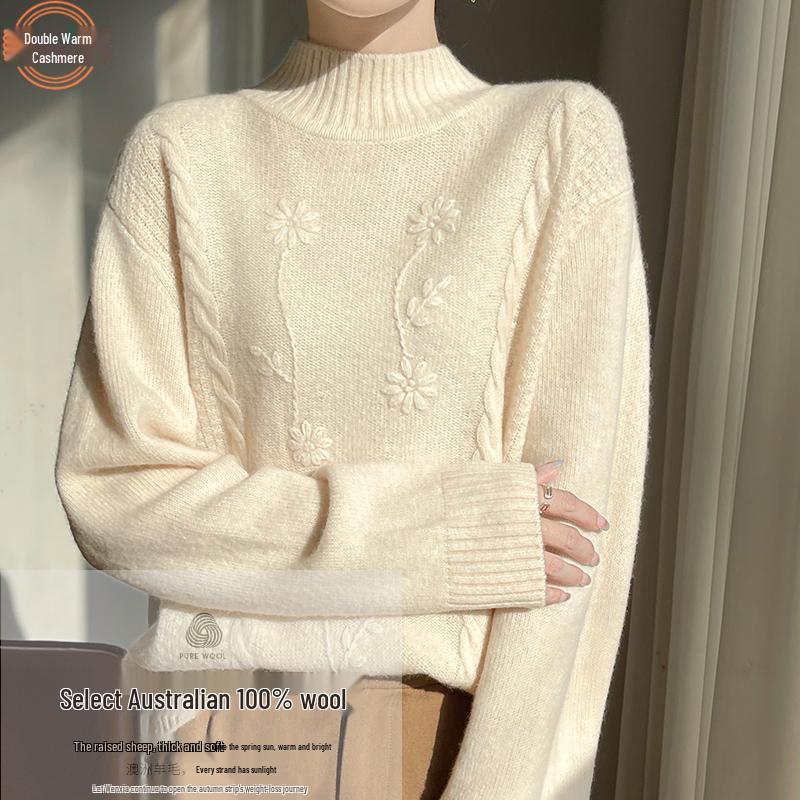 Women s Pure Wool Semi-High Neck Jacquard Pullover Sweater - Thickened, Loose Fit Extra Large
Women s Pure Wool Semi-High Neck Jacquard Pullover Sweater - Thickened, Loose Fit Extra Large