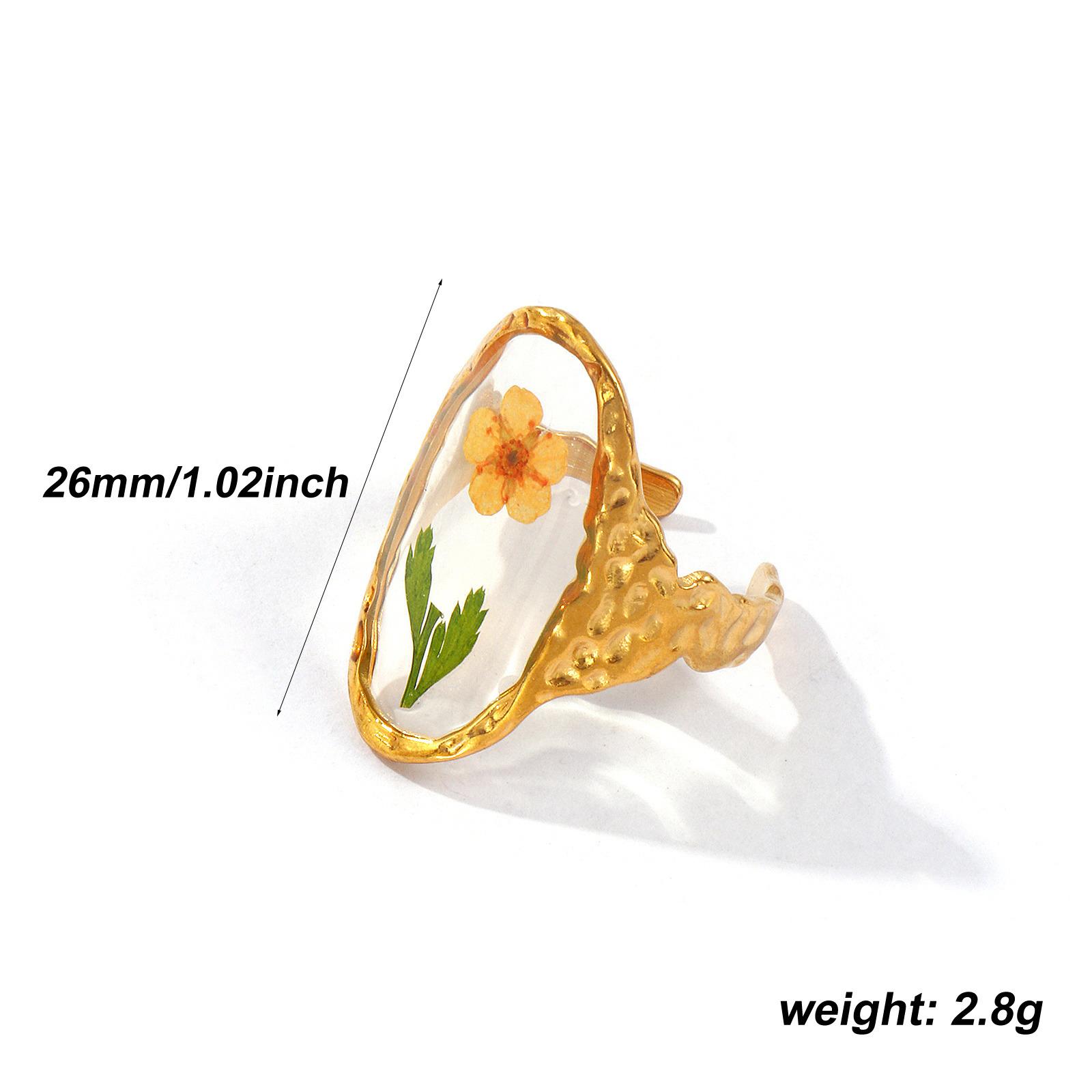 1 Piece Stylish Handmade Resin Jewelry Flower 18K Gold Plated 304 Stainless Steel Open Adjustable Geometric Rings For Women Gift
1 Piece Stylish Handmade Resin Jewelry Flower 18K Gold Plated 304 Stainless Steel Open Adjustable Geometric Rings For Women Gift