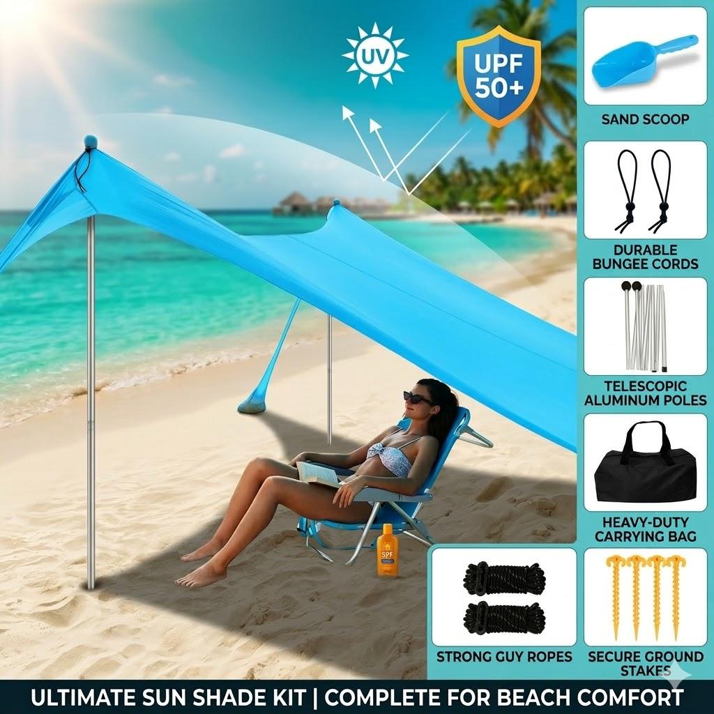 UPF50+ Beach Tent Sunshade 6.5x6.8ft Portable Pop-up Canopy with Windproof Ropes Storage Bag for Family Fishing Backyard Picnic
UPF50+ Beach Tent Sunshade 6.5x6.8ft Portable Pop-up Canopy with Windproof Ropes Storage Bag for Family Fishing Backyard Picnic