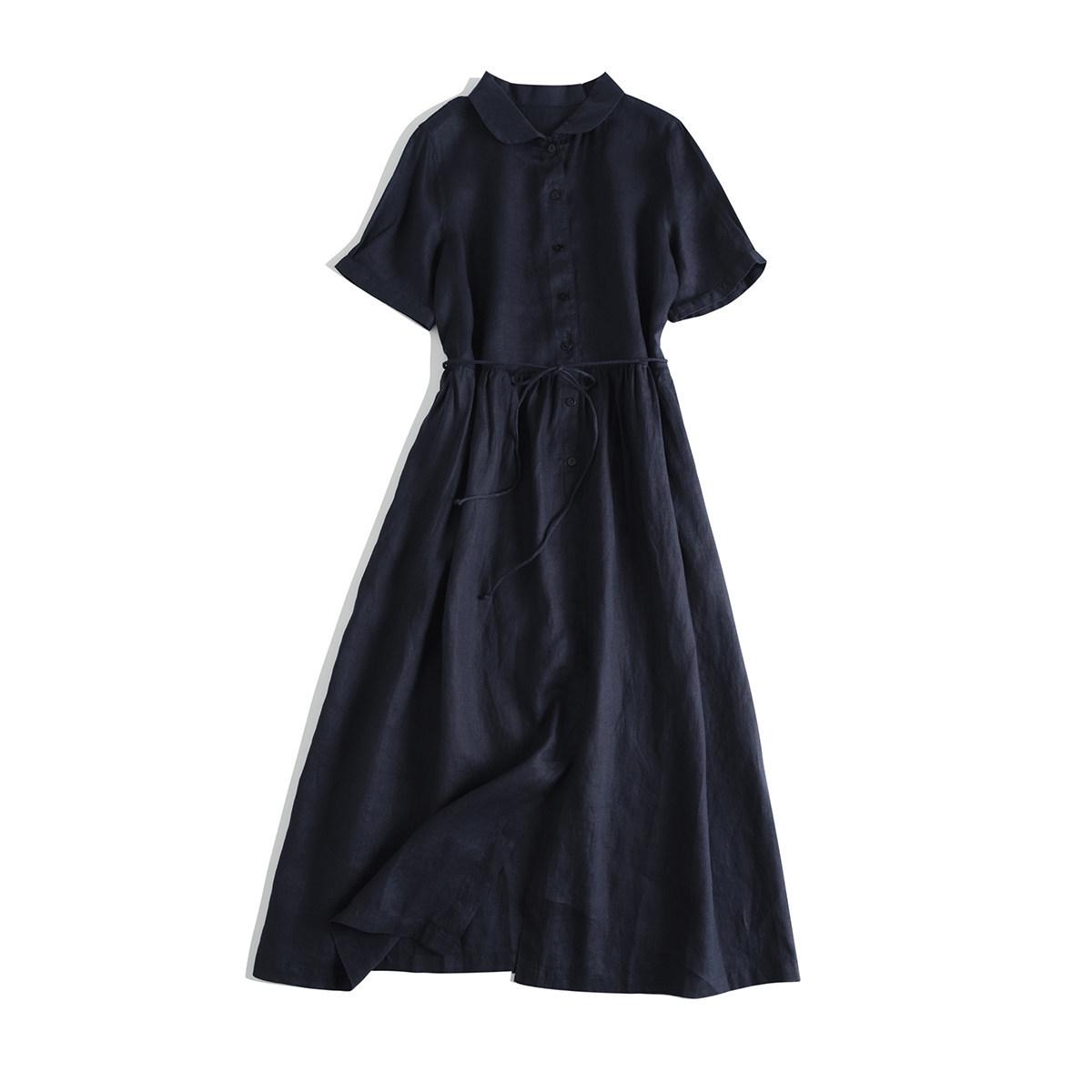 Elegant Linen Short Sleeved Dress with Belt, Artistic Japanese Style, Large Hem Long Skirt, #23037 Large
Elegant Linen Short Sleeved Dress with Belt, Artistic Japanese Style, Large Hem Long Skirt, #23037 Large