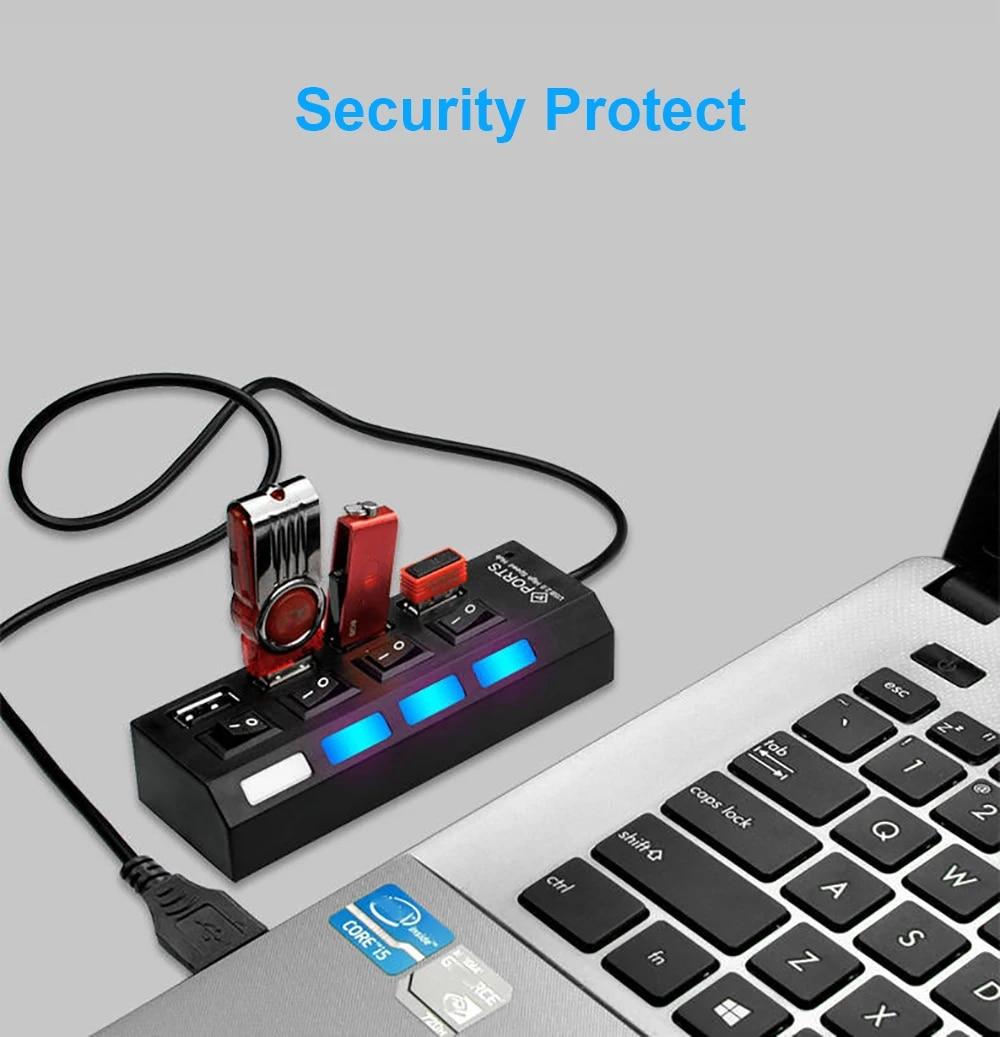 4 Ports USB HUB with LED Light On/Off Switch USB 2.0 Splitter Adapter High Speed for Laptop Computer
4 Ports USB HUB with LED Light On/Off Switch USB 2.0 Splitter Adapter High Speed for Laptop Computer