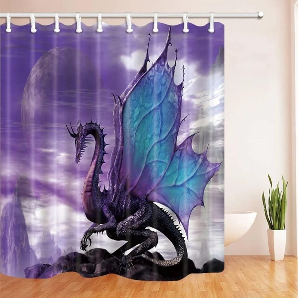 Medieval Fantasy Theme Purple Dragon Shower Curtain Magic Animals Polyester Fabric Bath Curtain For Bathroom Decor With Hooks W60H190(CM)-1 Pcs
Medieval Fantasy Theme Purple Dragon Shower Curtain Magic Animals Polyester Fabric Bath Curtain For Bathroom Decor With Hooks W60H190(CM)-1 Pcs
