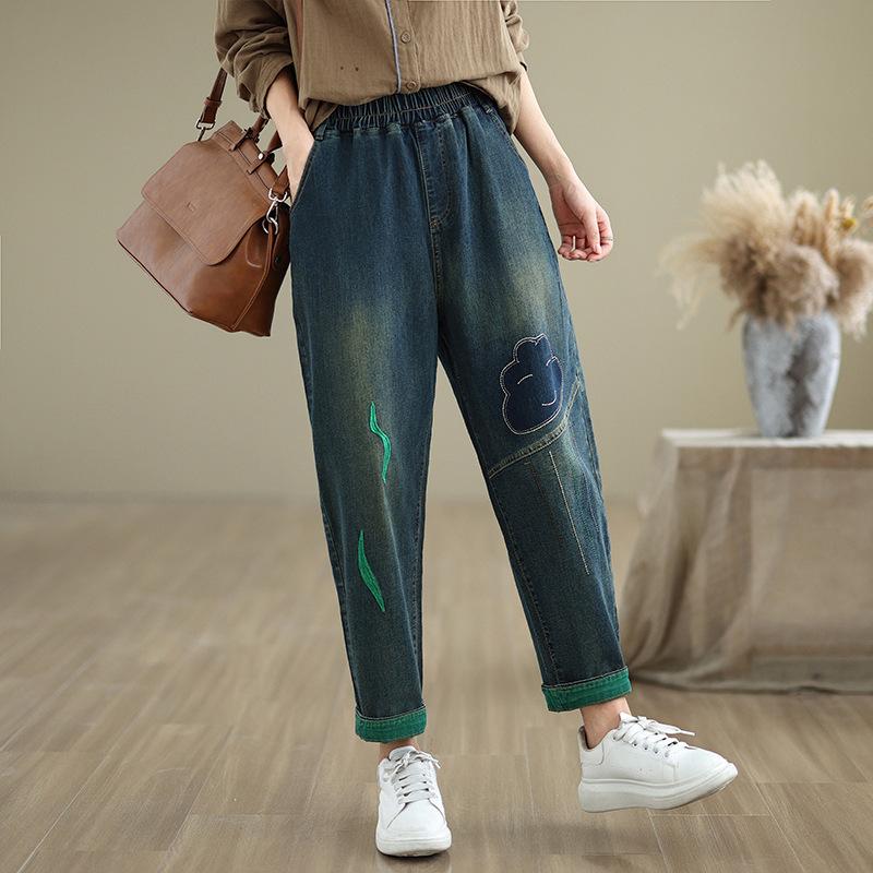 Ретро Джинсовые Брюки-Гаремы Женские Осенние Тонкие Дизайн с Вышивкой и Заплатками Эластичная Талия Брюки Длиной Девять Девятых Повседневные Свободные Брюки-Морковки XXXL
Ретро Джинсовые Брюки-Гаремы Женские Осенние Тонкие Дизайн с Вышивкой и Заплатками Эластичная Талия Брюки Длиной Девять Девятых Повседневные Свободные Брюки-Морковки XXXL