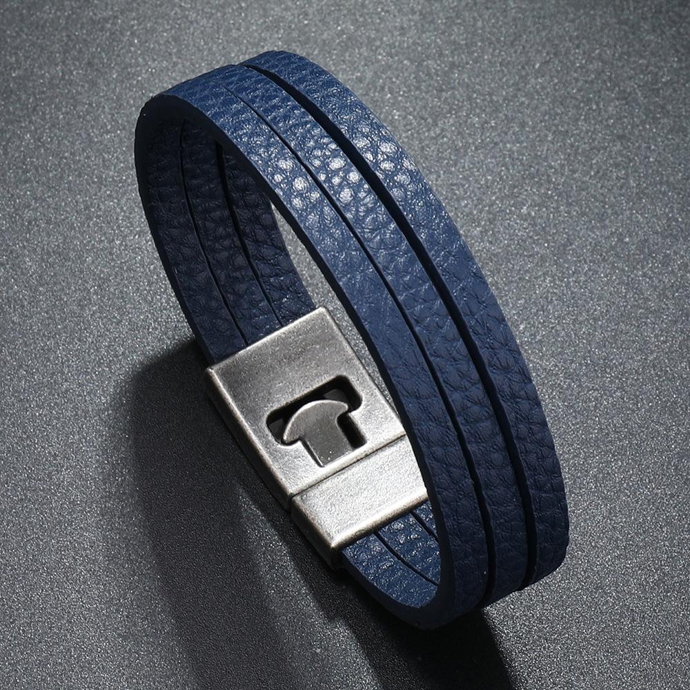 New Simple Style Leather Bracelet For Men 3 Layers Easy HOOK Wrap Braclet Bangle Hiphop Rock Bicycle Braslet Pulseria Hombre
New Simple Style Leather Bracelet For Men 3 Layers Easy HOOK Wrap Braclet Bangle Hiphop Rock Bicycle Braslet Pulseria Hombre